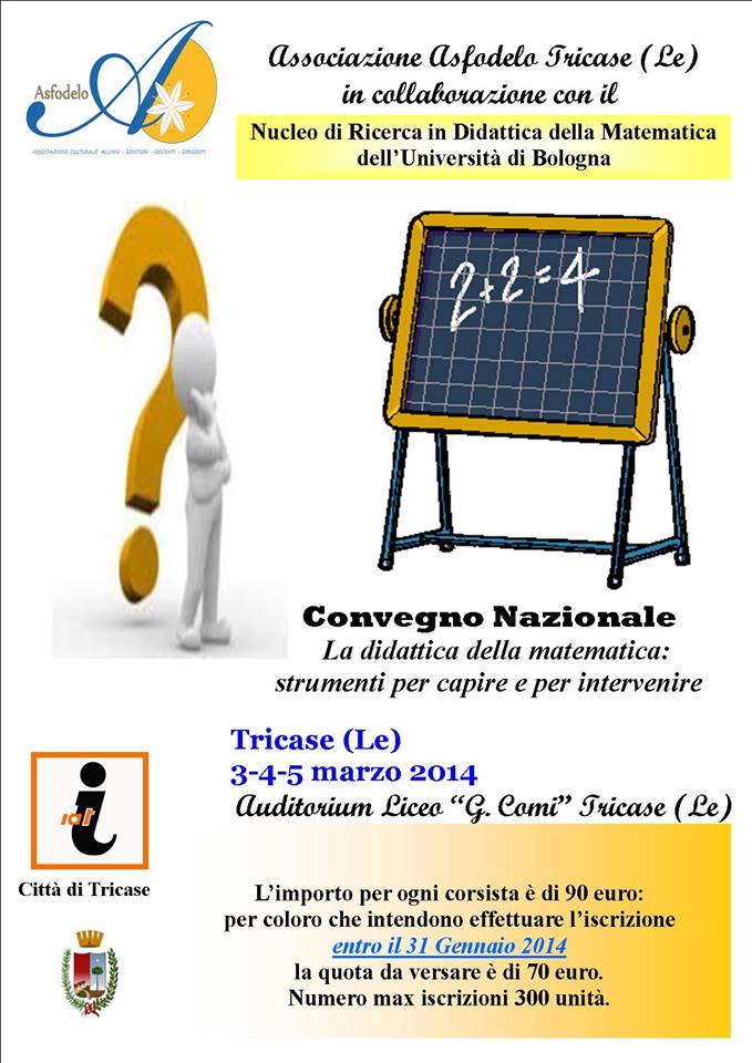convegno nazionale La didattica della matematica strumenti per capire e per intervenire d 3 4 5 marzo 2014 Tricase locandina