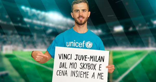 Miralem Pjanic campagna raccolta fondi Wishraiser UNICEF Italia