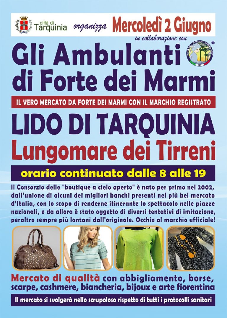 Mercato Gli Ambulanti di Forte dei Marmi a Tarquinia Lido 2 giugno 2021