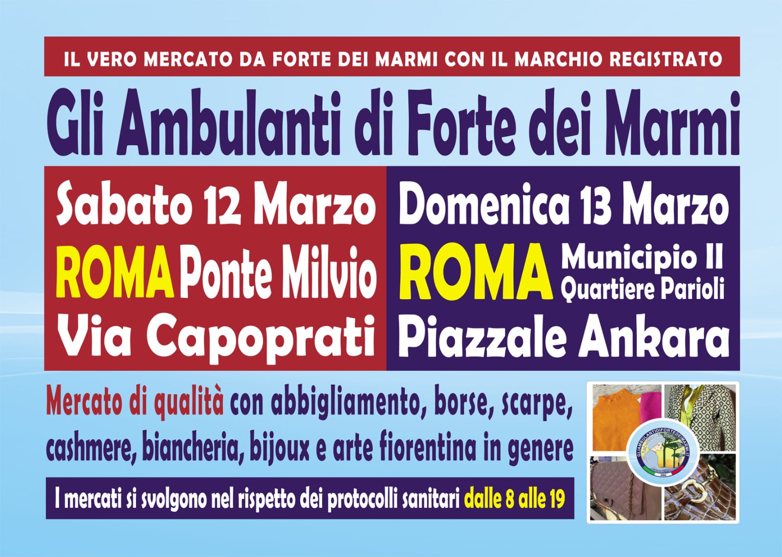 Gli Ambulanti di Forte dei Marmi a Roma Ponte Milvio Parioli 12 13 marzo 2022 location banchi orario