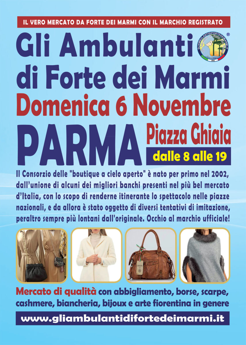 Gli Ambulanti di Forte dei Marmi Parma 6 novembre 2022 location banchi orario