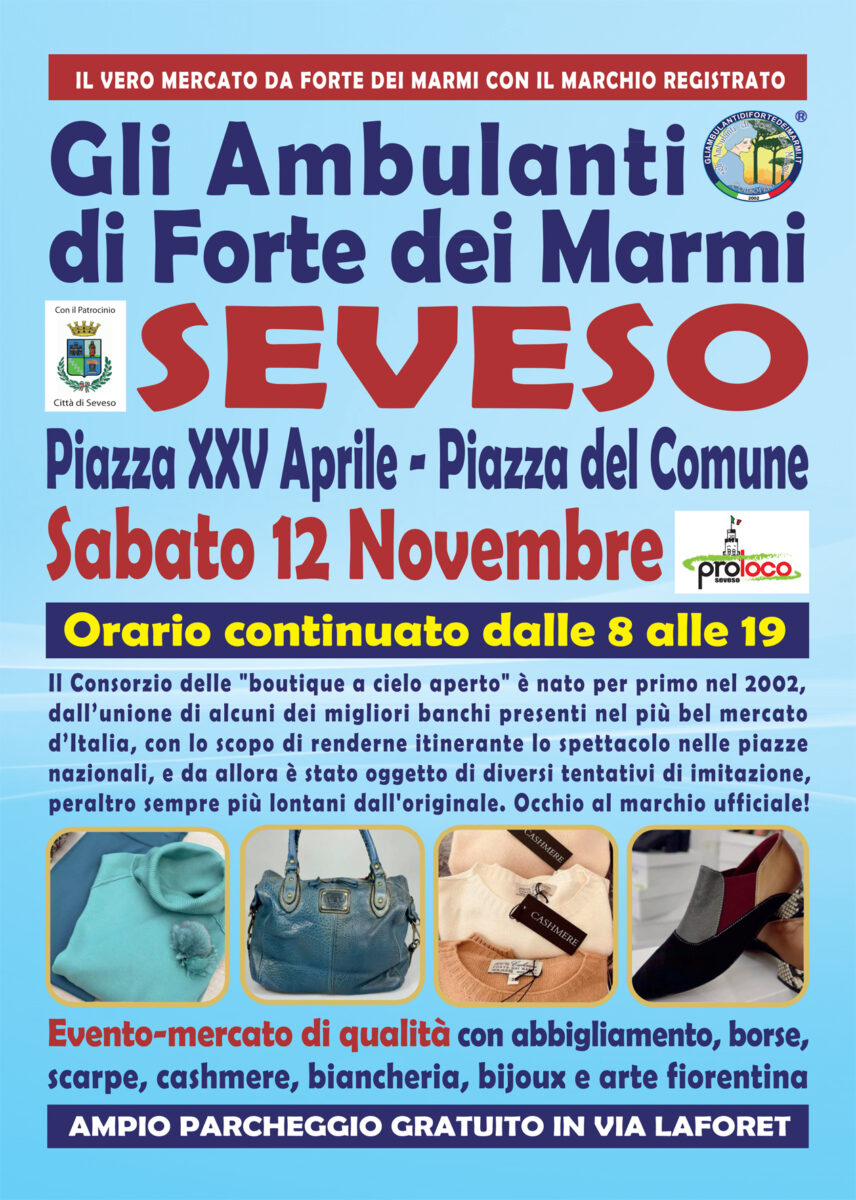 Gli Ambulanti di Forte dei Marmi Seveso sabato 12 novembre 2022 location banchi orario