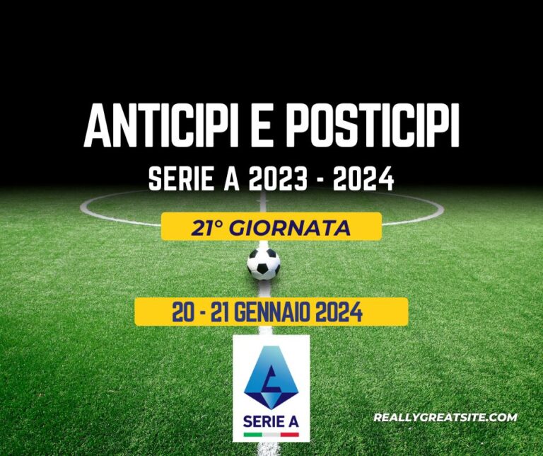 Anticipi e Posticipi Serie A partite 21 giornata 20 21 gennaio 2024 campionato 23-24 diretta tv DAZN SKY NOW