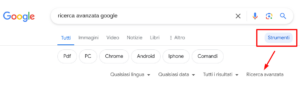 Come fare ricerca avanzata Google link menu strumenti
